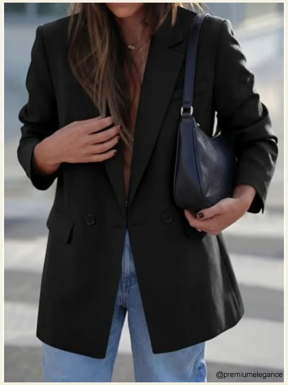 PRETTYGARDEN Women's Oversized Double Breasted Notch Lapel Blazer Business